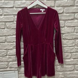 Velvet Long Sleeve Dress/Jumper in Deep Burgundy